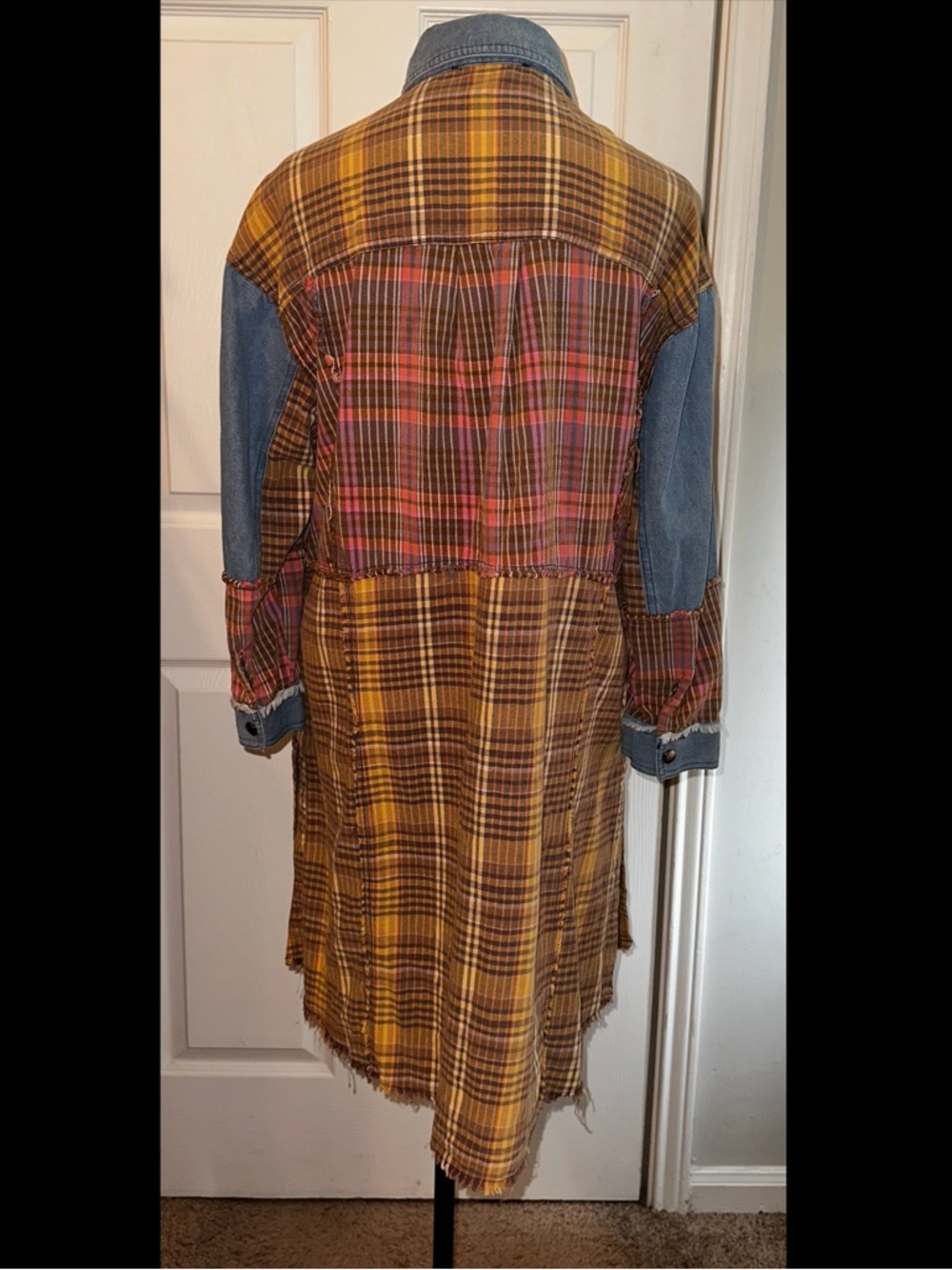 Sedona Plaid Tunic Plaid Duster Shirt Dress S - Picture 6 of 12